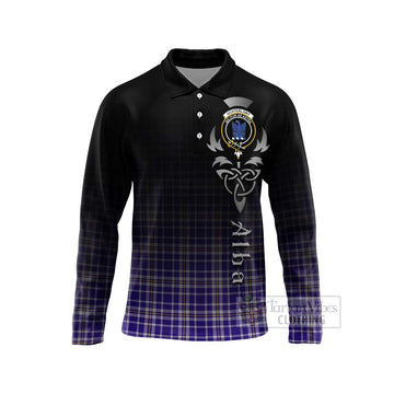 Ochterlony Tartan Long Sleeve Polo Shirt Featuring Alba Gu Brath Family Crest Celtic Inspired Unisex - Tartan Vibes Clothing