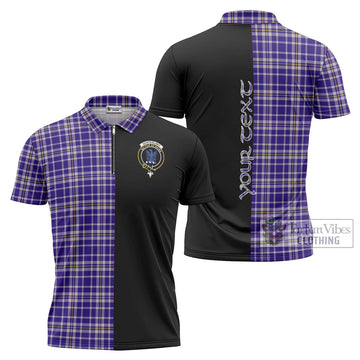 Ochterlony Tartan Zipper Polo Shirt with Family Crest and Half Of Me Style Unisex - Tartan Vibes Clothing
