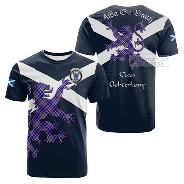 Ochterlony Tartan Lion Rampant Cotton T-shirt Proudly Display Your Heritage with Alba Gu Brath and Clan Name