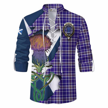 Ochterlony Tartan Family Crest Ghillie Kilt Shirt Scottish Thistle Celtic Inspired Men - Tartan Vibes Clothing