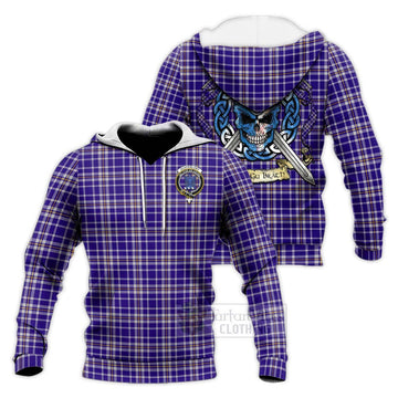 Ochterlony Tartan Knitted Hoodie with Family Crest Celtic Skull Style Unisex Knitted Pullover Hoodie - Tartan Vibes Clothing