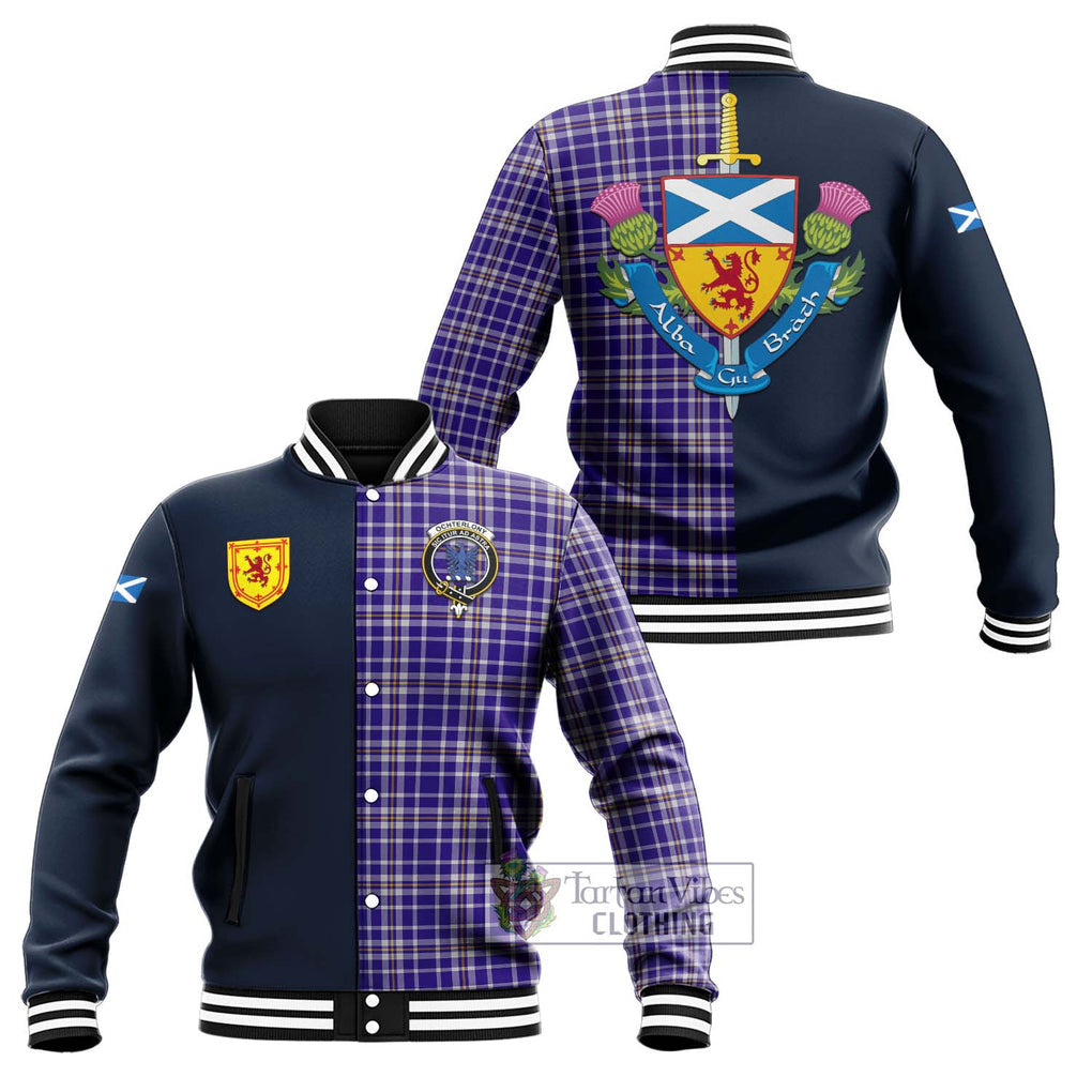 Ochterlony Tartan Baseball Jacket Alba with Scottish Lion Royal Arm Half Style Unisex - Tartan Vibes Clothing
