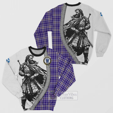 Ochterlony Tartan Clan Crest Sweatshirt with Highlander Warrior Celtic Style Unisex - Tartan Vibes Clothing