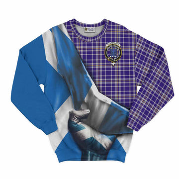 Ochterlony Tartan Sweatshirt with Family Crest Scotland Patriotic Style Unisex - Tartan Vibes Clothing