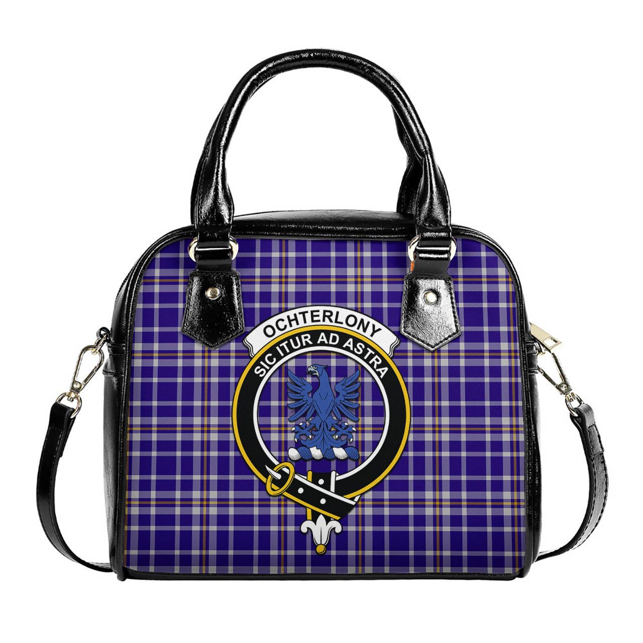 Ochterlony Tartan Shoulder Handbags with Family Crest One Size 6*25*22 cm - Tartanvibesclothing