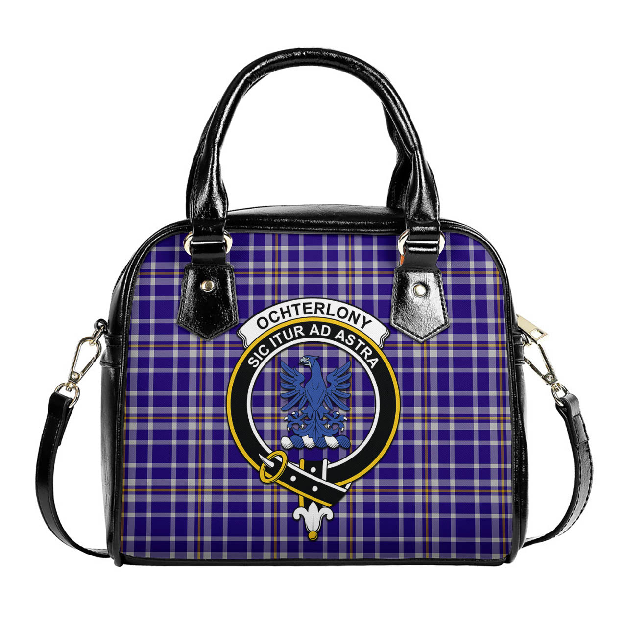 Ochterlony Tartan Shoulder Handbags with Family Crest One Size 9*21*24 cm (3.54*8.27*9.45 inches) - Tartan Vibes Clothing