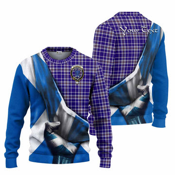 Ochterlony Tartan Knitted Sweater with Family Crest Scotland Patriotic Style Unisex - Tartan Vibes Clothing