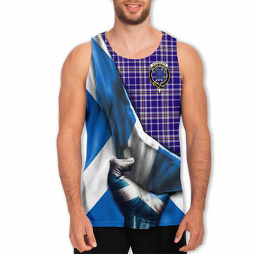 Ochterlony Tartan Men's Tank Top with Family Crest Scotland Patriotic Style Men - Tartan Vibes Clothing