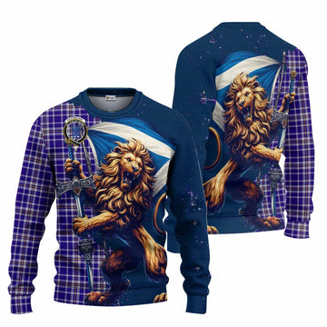 Ochterlony Tartan Family Crest Knitted Sweater with Scottish Majestic Lion Unisex - Tartan Vibes Clothing