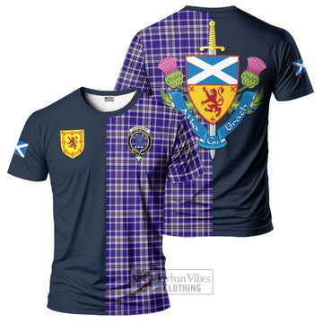 Ochterlony Tartan T-Shirt Alba with Scottish Lion Royal Arm Half Style