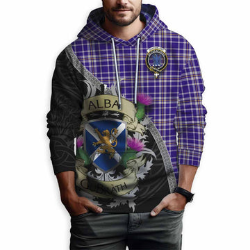 Ochterlony Tartan Family Crest Hoodie Lion Rampant Royal Thistle Shield Celtic Inspired Pullover Hoodie - Tartan Vibes Clothing