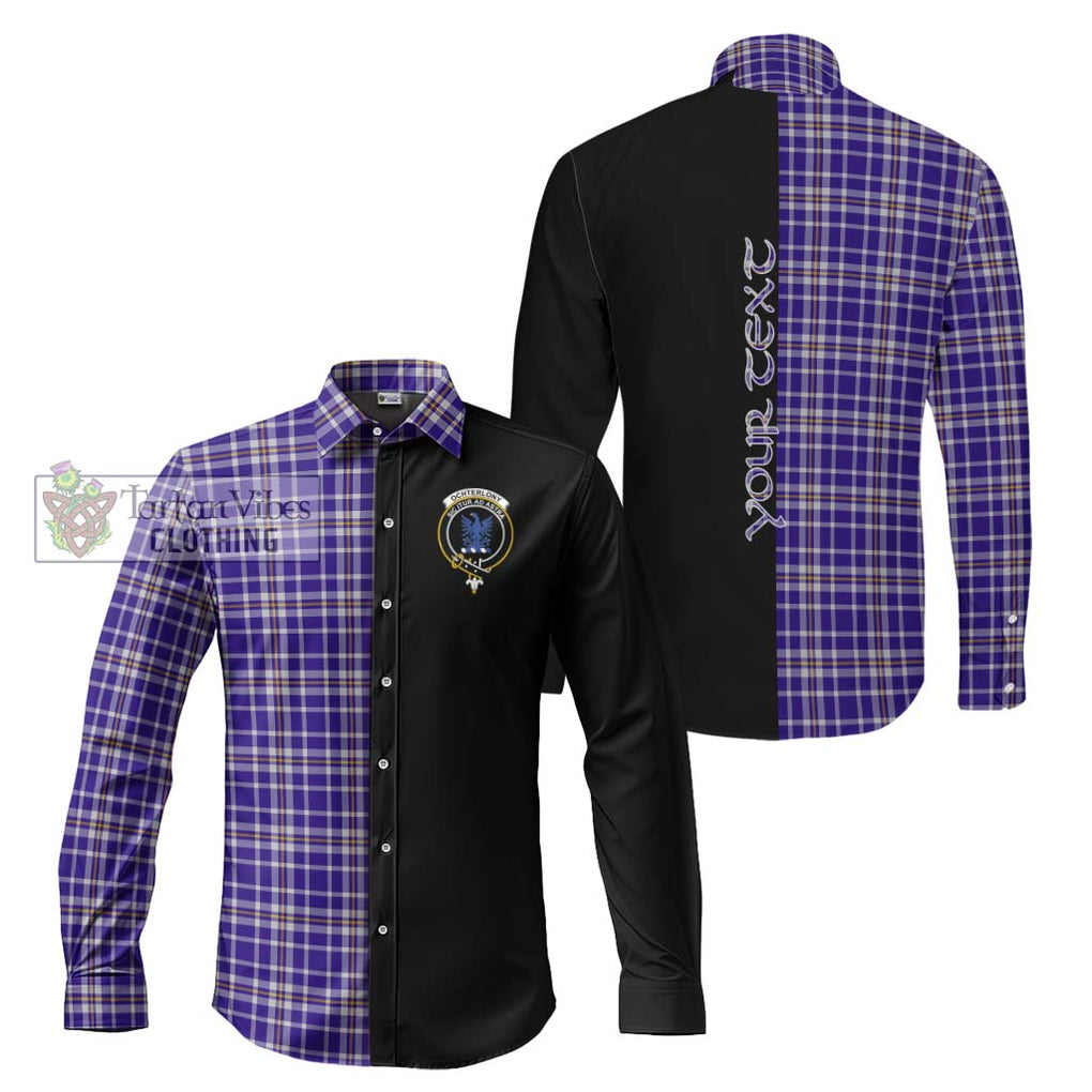 Ochterlony Tartan Long Sleeve Button Shirt with Family Crest and Half Of Me Style Men's Shirt S - Tartanvibesclothing Shop