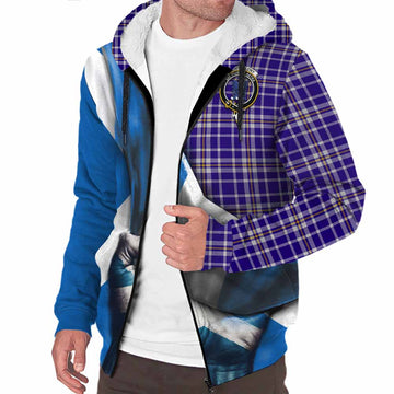 Ochterlony Tartan Sherpa Hoodie with Family Crest Scotland Patriotic Style Unisex S - Tartan Vibes Clothing