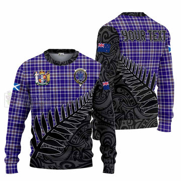 Ochterlony Crest Tartan Knitted Sweater with New Zealand Silver Fern Half Style Unisex - Tartan Vibes Clothing