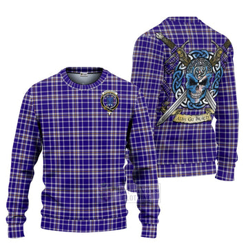 Ochterlony Tartan Ugly Sweater with Family Crest Celtic Skull Style Unisex - Tartan Vibes Clothing