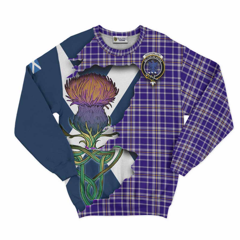Ochterlony Tartan Family Crest Sweatshirt Scottish Thistle Celtic Inspired Unisex - Tartan Vibes Clothing