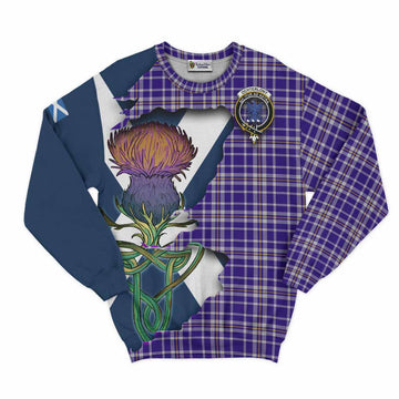Ochterlony Tartan Family Crest Sweatshirt Scottish Thistle Celtic Inspired Unisex - Tartan Vibes Clothing