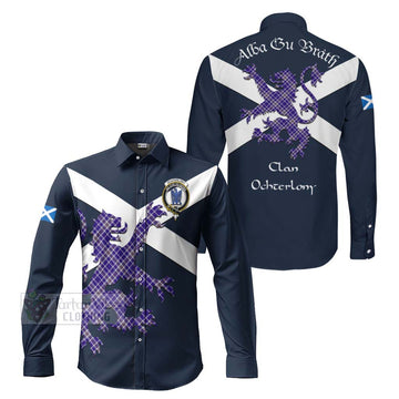 Ochterlony Tartan Lion Rampant Long Sleeve Button Shirt Proudly Display Your Heritage with Alba Gu Brath and Clan Name Men's Shirt S - Tartan Vibes Clothing