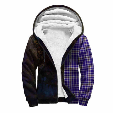 Tartan Vibes Clothing Ochterlony Tartan Family Crest Sherpa Hoodie Alba Gu Brath Be Brave Lion Ancient Style