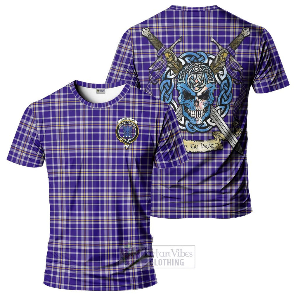 Ochterlony Tartan T-Shirt with Family Crest Celtic Skull Style Kid's Shirt - Tartan Vibes Clothing