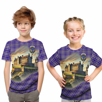 Ochterlony Tartan Family Crest Kid T-Shirt with Scottish Ancient Castle Style Youth XL Size14 - Tartan Vibes Clothing