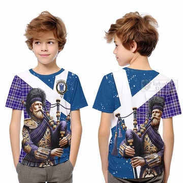 Ochterlony Tartan Kid T-Shirt with Family Crest Scottish Bagpiper Vibes Youth XL Size14 - Tartan Vibes Clothing