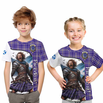 Tartan Vibes Clothing Ochterlony Crest Tartan Kid T-Shirt Inspired by the Freedom of Scottish Warrior