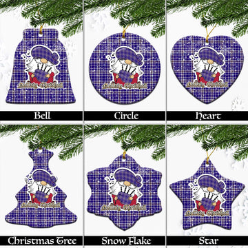 Ochterlony Tartan Christmas Ceramic Ornaments with Scottish Gnome Playing Bagpipes Ceramic - Tartan Vibes Clothing