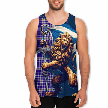 Ochterlony Tartan Family Crest Men's Tank Top with Scottish Majestic Lion Men - Tartan Vibes Clothing