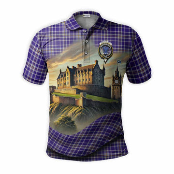 Tartan Vibes Clothing Ochterlony Tartan Family Crest Polo Shirt with Scottish Ancient Castle Stype