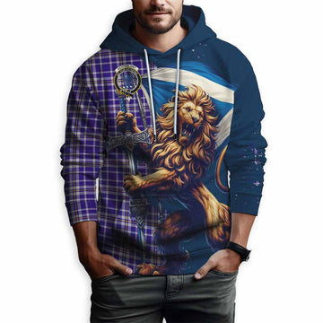 Ochterlony Tartan Family Crest Hoodie with Scottish Majestic Lion Zip Hoodie - Tartan Vibes Clothing