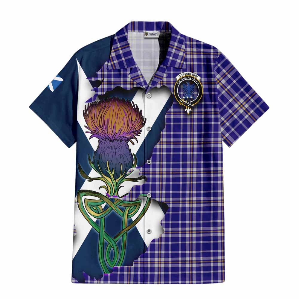 Ochterlony Tartan Family Crest Hawaiian Shirt Scottish Thistle Celtic Inspired Kid - Tartan Vibes Clothing