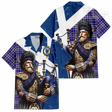Ochterlony Tartan Hawaiian Shirt with Family Crest Scottish Bagpiper Vibes Kid - Tartan Vibes Clothing