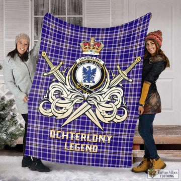 Ochterlony Tartan Blanket with Clan Crest and the Golden Sword of Courageous Legacy X-Large 59 x 79 inches 150 x 200 cm - Tartan Vibes Clothing