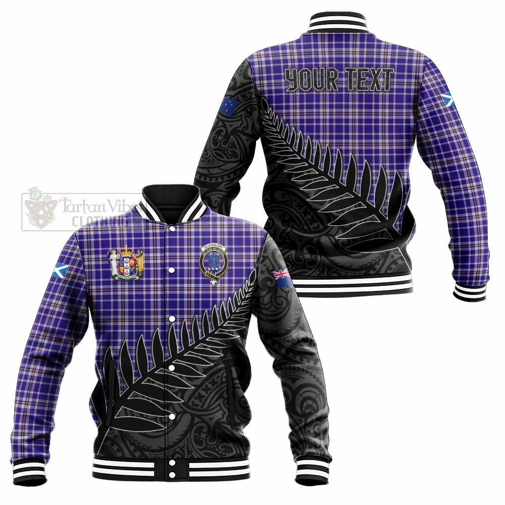 Ochterlony Crest Tartan Baseball Jacket with New Zealand Silver Fern Half Style Unisex - Tartan Vibes Clothing