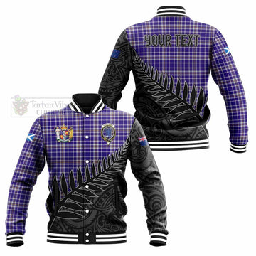 Ochterlony Crest Tartan Baseball Jacket with New Zealand Silver Fern Half Style Unisex - Tartan Vibes Clothing