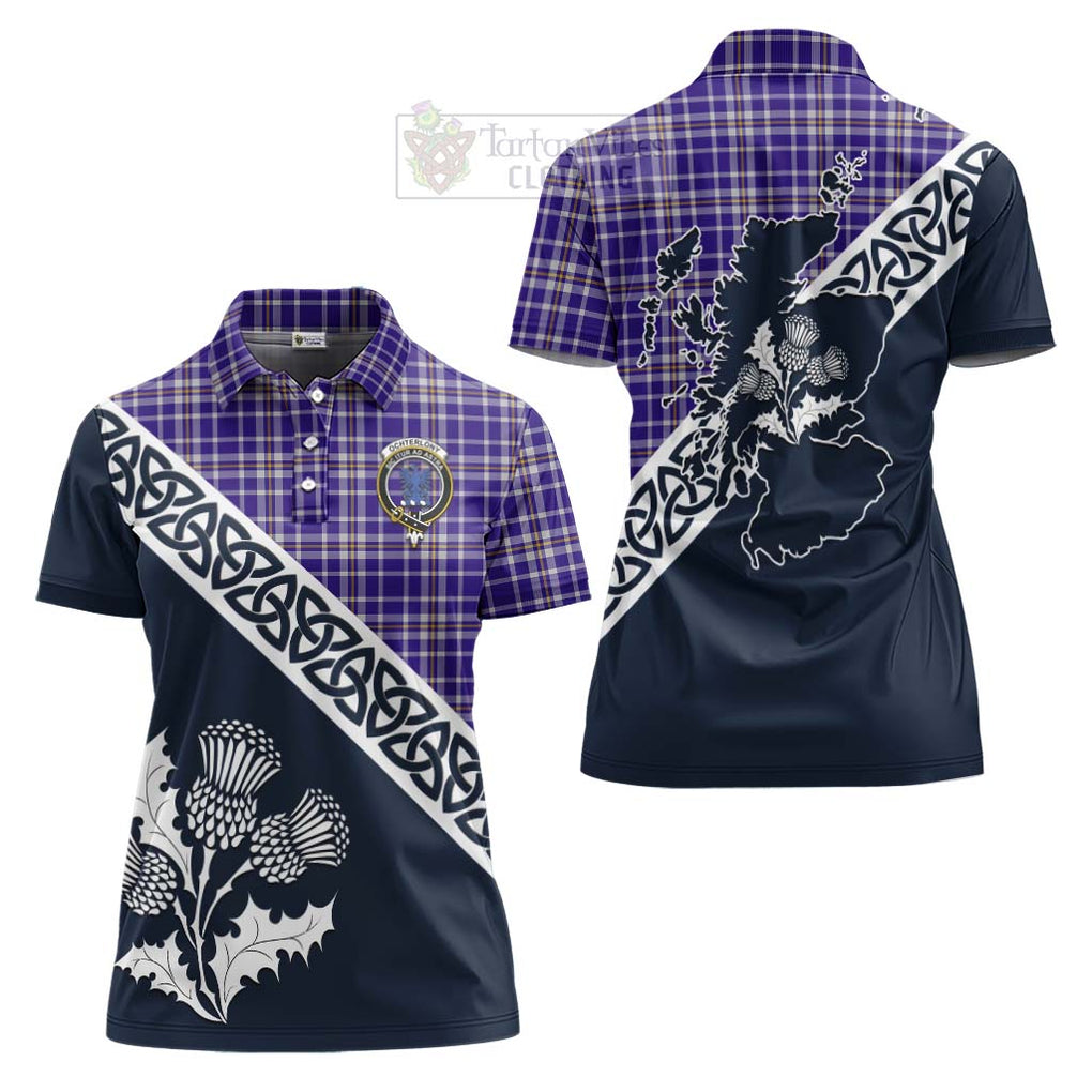 Ochterlony Tartan Women's Polo Shirt Featuring Thistle and Scotland Map Women - Tartanvibesclothing Store
