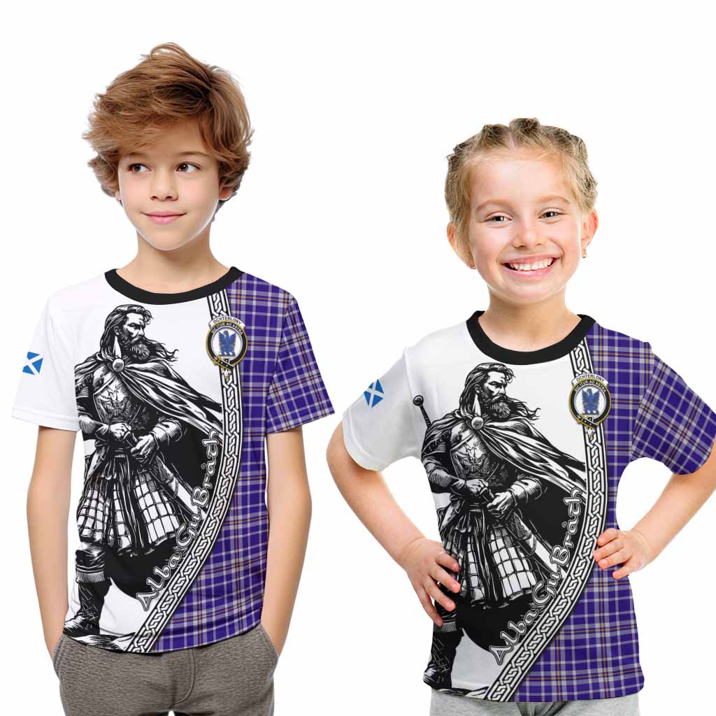 Ochterlony Tartan Clan Crest Kid T-Shirt with Highlander Warrior Celtic Style Youth XL Size14 - Tartan Vibes Clothing