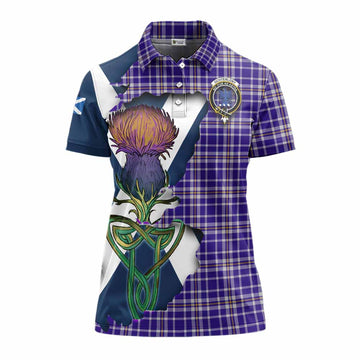 Ochterlony Tartan Family Crest Women's Polo Shirt Scottish Thistle Celtic Inspired Women - Tartan Vibes Clothing