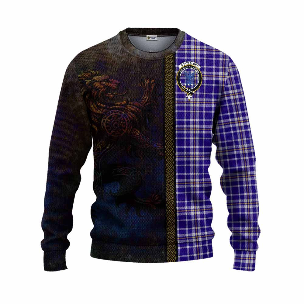 Ochterlony Tartan Family Crest Knitted Sweater Alba Gu Brath Be Brave Lion Ancient Style Unisex - Tartan Vibes Clothing