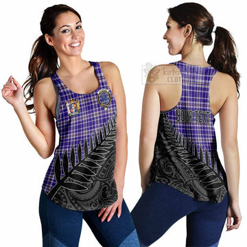 Ochterlony Crest Tartan Women's Racerback Tanks with New Zealand Silver Fern Half Style 4XL - Tartan Vibes Clothing
