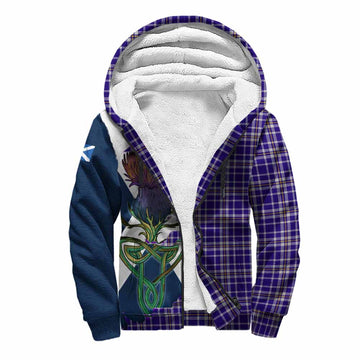 Ochterlony Tartan Family Crest Sherpa Hoodie Scottish Thistle Celtic Inspired Unisex S - Tartan Vibes Clothing