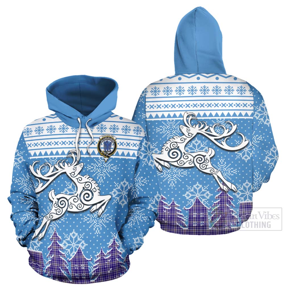 Ochterlony Clan Christmas Hoodie Celtic Reindeer Style Zip Hoodie - Tartan Vibes Clothing