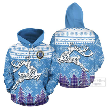 Ochterlony Clan Christmas Hoodie Celtic Reindeer Style Zip Hoodie - Tartan Vibes Clothing