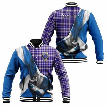 Ochterlony Tartan Baseball Jacket with Family Crest Scotland Patriotic Style Unisex - Tartan Vibes Clothing