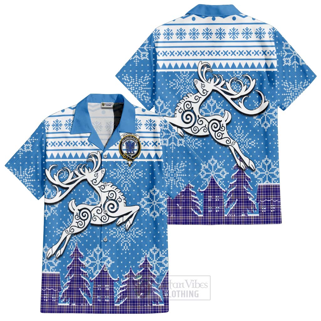 Ochterlony Clan Christmas Hawaiian Shirt Celtic Reindeer Style Kid - Tartan Vibes Clothing