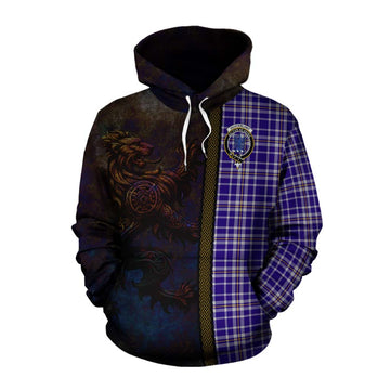Tartan Vibes Clothing Ochterlony Tartan Family Crest Cotton Hoodie Alba Gu Brath Be Brave Lion Ancient Style