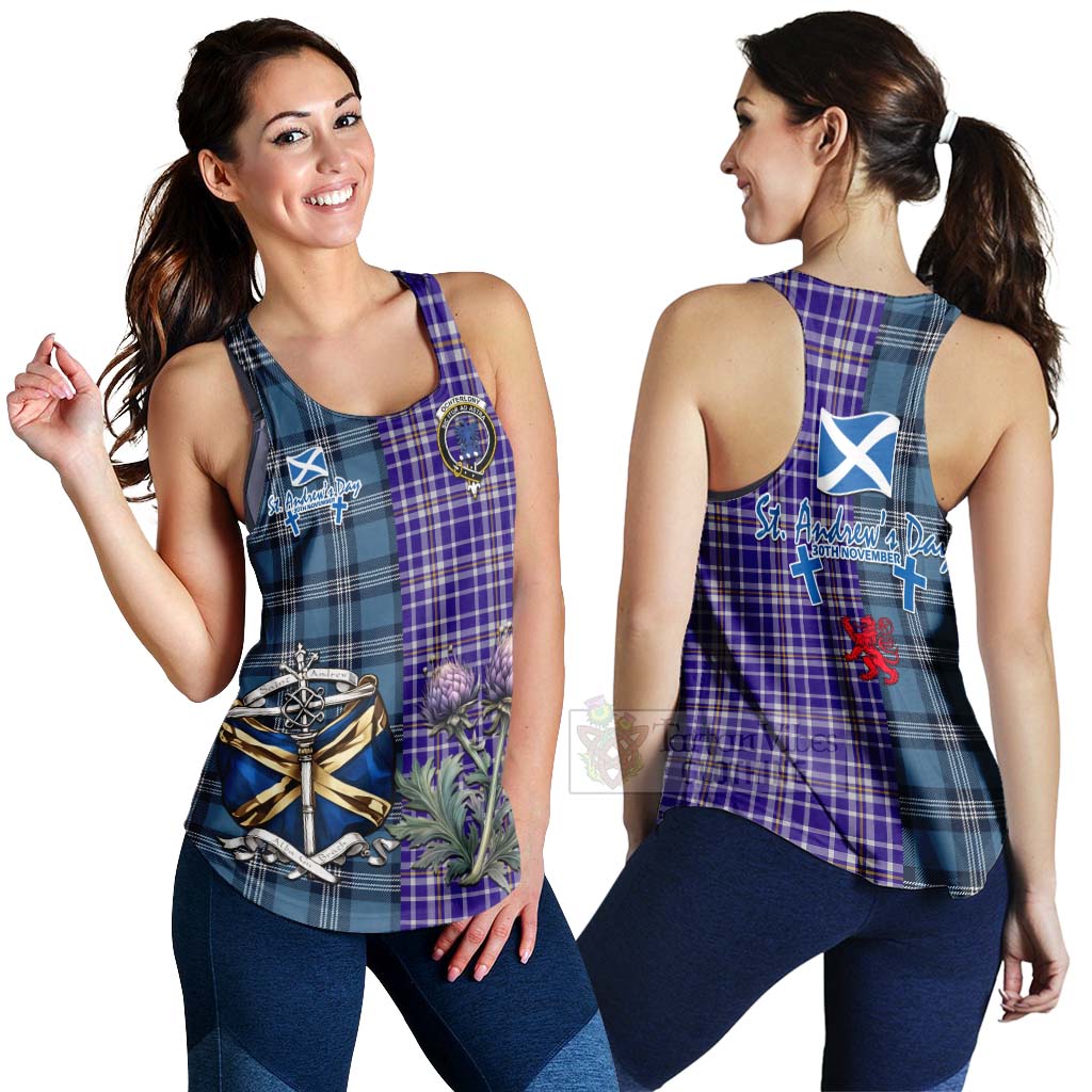 Ochterlony Tartan Women's Racerback Tanks Happy St. Andrew's Day Half Tartan Style 4XL - Tartan Vibes Clothing