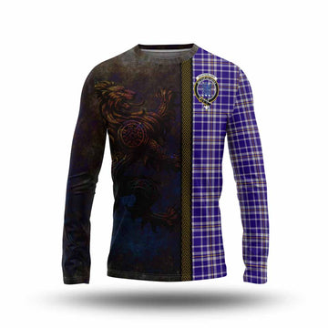 Tartan Vibes Clothing Ochterlony Tartan Family Crest Long Sleeve T-Shirt Alba Gu Brath Be Brave Lion Ancient Style