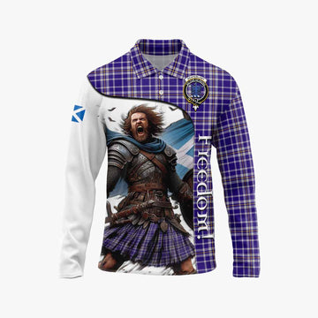 Tartan Vibes Clothing Ochterlony Crest Tartan Long Sleeve Polo Shirt Inspired by the Freedom of Scottish Warrior
